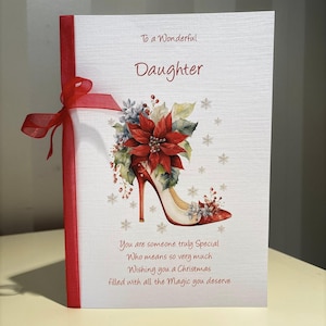 Personalised Daughter Christmas Card Lovely Winter floral design Size A5 XM51