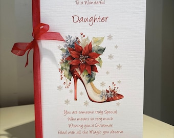 Personalised Daughter Christmas Card Lovely Winter floral design Size A5 XM51