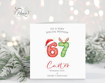 6 7 Personalised Christmas Card for any relation six seven