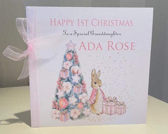 Personalised 1st Christmas Card- Daughter - Niece - Granddaughter - Great Niece - Great Granddaughter - Sister - Cousin