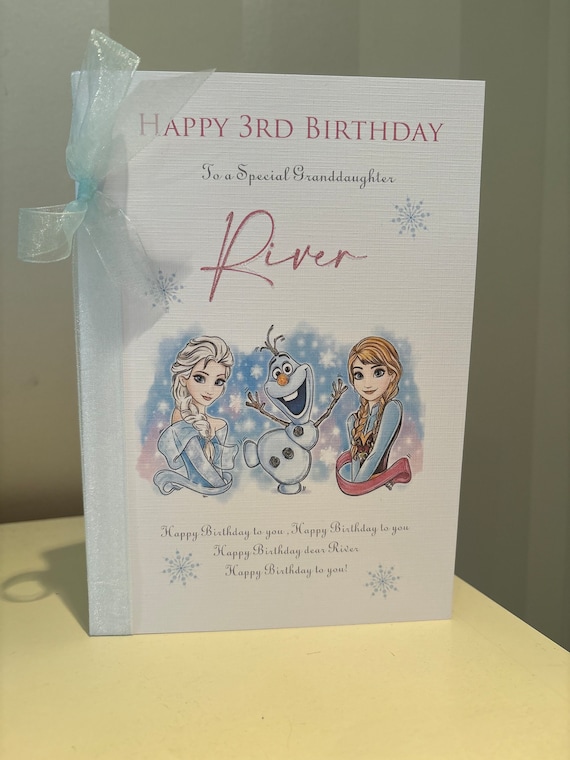 A5 Personalised Frozen Elsa Anna & Olaf Birthday Card for any age or relation Daughter 5th Birthday Granddaughter 4th Birthday Niece F02