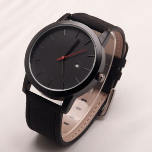 Groomsmen Gifts Mens Watch Personalized Leather Watch Custom Watch for ...