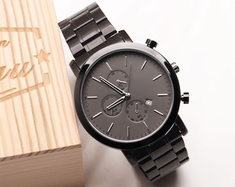 Custom Mens Watch, Groomsmen Gifts, Wedding Watches for Groom Best Man Groomsman, Father of Groom Gift