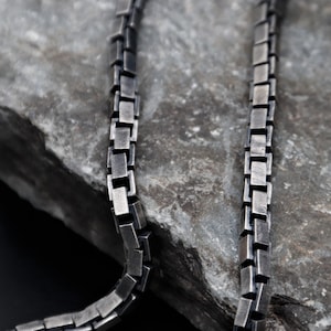 Oxidized Silver Chain Necklace for Men, Solid 925 Sterling Silver Chains, Mens Heavy Necklace with Lobster Clasp