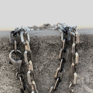 925 Solid Sterling Silver Necklace, Heavy Silver Chain, Oxidized Sterling Silver Chains, Mens Silver Charm