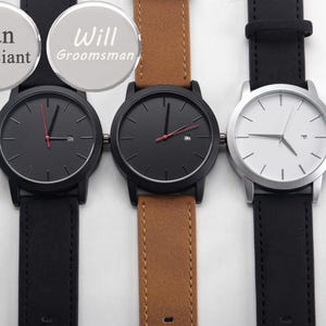 Groomsmen Gifts, Engraved Mens Leather Watches, Personalized Wedding Gifts for Groomsmen, Best Man Gift , Custom Mens Watch Set