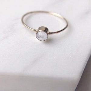 Chalcedony Ring. 14k Gold Filled Ring. Rosecut Gemstone. Stacking Ring. Gift For Her.