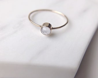 Chalcedony Ring. 14k Gold Filled Ring. Rosecut Gemstone. Stacking Ring. Gift For Her.