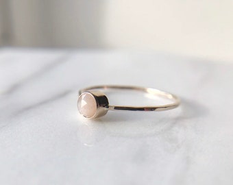 Peach Moonstone Ring. 14k Gold Filled Ring. Rosecut Gemstone. Stacking Ring. Gift For Her.