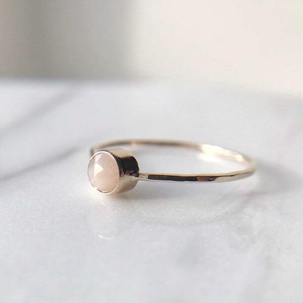 Peach Moonstone Ring. 14k Gold Filled Ring. Rosecut Gemstone. Stacking Ring. Gift For Her.