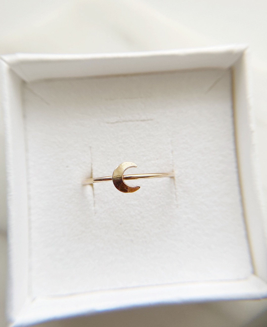 14k Gold Filled Crescent Moon Ring: Luna Stacking Ring - Etsy