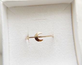 14k Gold Filled Crescent Moon Ring: Luna Stacking Ring