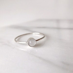 Chalcedony Ring. Sterling Silver. Round Gemstone. Stacking Ring. image 1