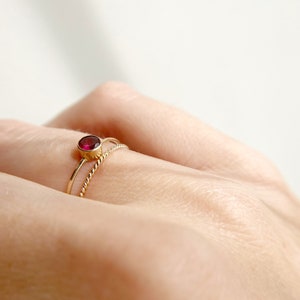 Dainty 14K Gold Filled Twist Band. Stackable Gold Ring. Thin Ring. 1mm Band. image 2