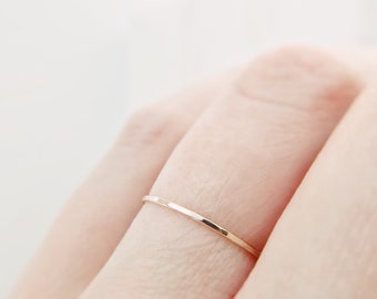 Dainty Ring, 14K Gold Filled Ring, Stacking Ring, Plain Gold Hammered Ring, Thin gold  ring, Gift For Her, Gold ring.