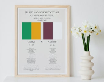 Irish Sports Memorabilia Print || Downloadable Digital File, Ireland Poster, Wall Art Kerry Galway Final, Minimal Home Decor Gift For Him