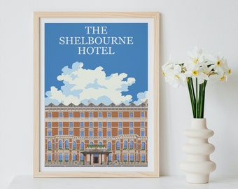 The Shelbourne Hotel Minimal Wall Art Print || Downloadable Digital File, Ireland Poster, Travel, Typography, Ireland Home Decor Gift