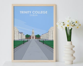 Trinity College Dublin Minimal Wall Art Print || Downloadable Digital File, Ireland Poster, Travel, Typography, Ireland Home Decor Gift