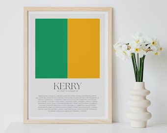 Irish Wall Art Kerry Print || Downloadable Digital File, Ireland Poster, Travel, Typography, Minimal Home Decor Gift For Her and Him