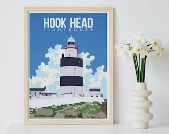 Hook Head Lighthouse Minimal Wall Art Print || Downloadable Digital File, Ireland Poster, Travel, Typography, Ireland Home Decor Gift