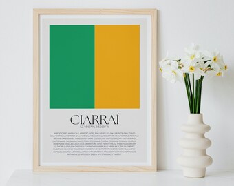 Irish Wall Art Kerry Print || Downloadable Digital File, Ireland Poster, Towns & Villages, Travel, Typography, Minimal Home Decor Gift