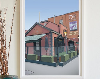 Dublin Pub Minimal Wall Art Print || Peggy Kelly's Pub, Downloadable Digital File, Ireland Poster, Travel, Ireland Home Decor Gift