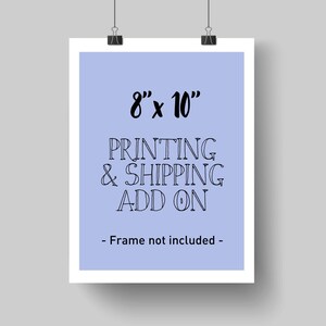 8" x 10" pulgadas impresión ADD ON, impresiones de arte de vivero, arte de pared personalizado, cartel de nacimiento, retrato personalizado ilustrado, arte de pared, impresión y entrega