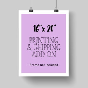 16 "x 20" pulgadas de impresión ADD ON, impresiones de arte de guardería, arte de pared personalizado, póster de nacimiento, retrato personalizado ilustrado, impresión y entrega
