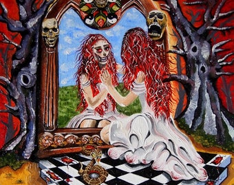 ハロウィーンの装飾、ゴシックギフト、ホラープリント、ローブローギフト、ファンタジーアート、ダークアート、シュールアートプリント、スカルプリント、怖いアート、ファインアートプリント