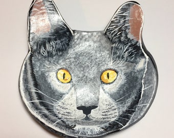 Pedido personalizado de un plato para anillos con retrato de gato o perro, pedido personalizado de un plato para joyas para su mascota, retrato de mascota pintado a mano, monumento conmemorativo para mascotas