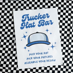 Druckbare Trucker Hat Bar Zeichen - digitaler Download, anpassbar, Trucker Hat Bar Party Zeichen