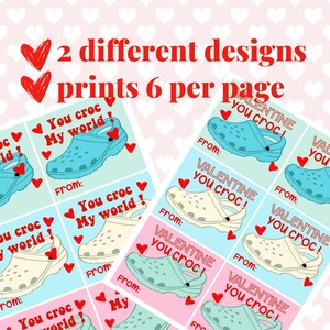 Croc Valentines, Class Valentines, Printable Valentines, Croc Charm Tag ...
