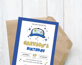 Trucker Hat Bar Birthday Invitation: Customizable Party Invite (Digital Download)