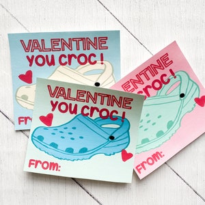 Croc Valentines, Class Valentines, Printable Valentines, Croc Charm Tag ...