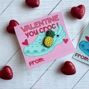 Croc Valentines, Class Valentines, Printable Valentines, Croc Charm Tag ...