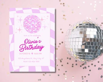 Printable Disco Birthday Invitation: Customizable Pastel Design (Digital Download)