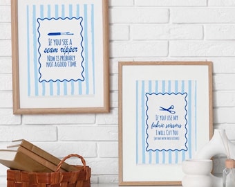 Funny Sewing Quote Prints: Craft Room Art (Digital Download)