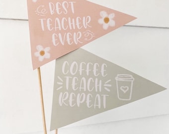 Teacher Pennant flag printable, teacher gift idea for teacher appreciation