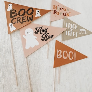 Halloween pennant flag printable, set of 5 designs, printable, Halloween party decor, Boo Basket printable, photo prop