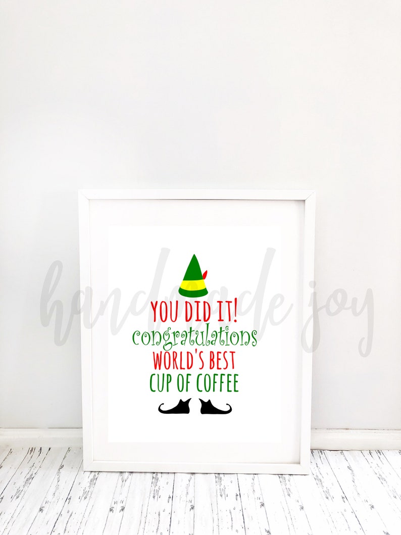 Elf Print World's Best Cup of Coffee Printable Poster Etsy Canada