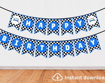 Trucker Hat Birthday Banner: Black & White Check Party Decor (PDF Download)