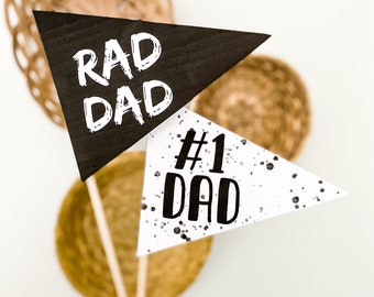 Fathers Day Pennant flag printable, fathers day gift idea, rad dad. #1 dad printable