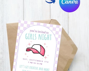 Trucker Hat Bar Girls Night Invitation: Customizable Digital Download