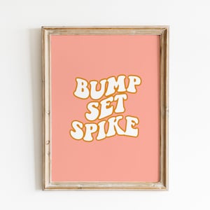 Retro volleyball print, Gift for Volleyball player, volleyball coach, dorm room decor, bump, set, spike