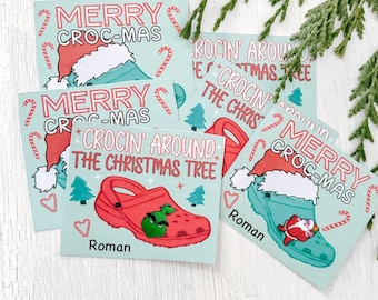 Croc Christmas Charm Card: Printable Class Gift Tag (PDF)