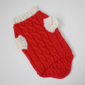 Dog Sweater, Knitted Dog's Outfit, Red Wool Dog Top, Gift for Dog Lover, Handmade Small Pets Clothes, Size S - M