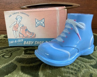 Vintage Baby Shoe Bank with Original Box