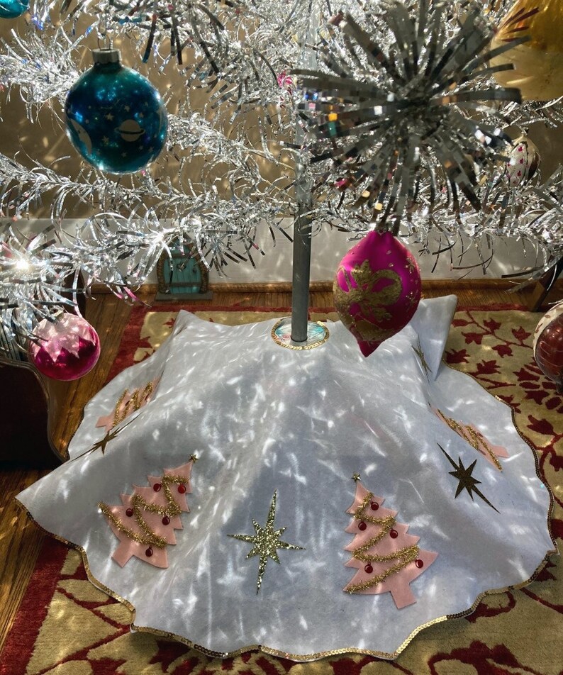 Vintage Style Felt MCM Christmas Tree Skirt Etsy