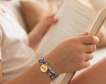 Pulsera de tela Liberty personalizada, pulsera infantil, joyería personalizada para niñas, regalo personalizado, regalo para maestras