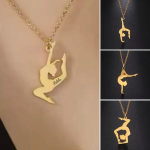 Personalisierter Gymnastikanhänger, Rhythmische Gymnastik, personalisierte Halskette, Geschenk für Turnerin